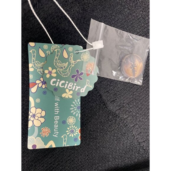 Cici Bird Womens Black Double-Breasted Long Knit Cardigan Sz L - New - Picture 7 of 8